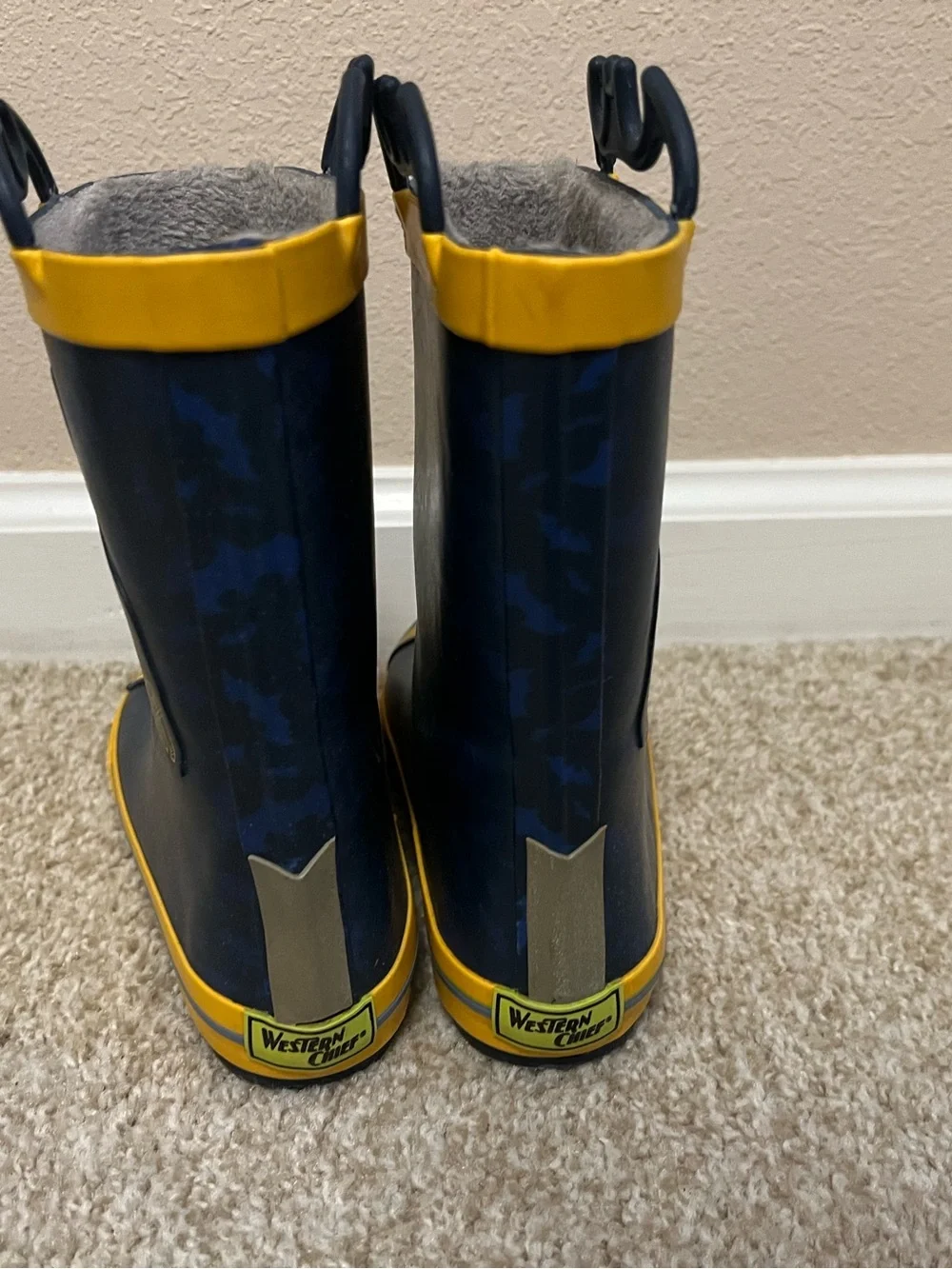 Western Chief Kids Batman Navy and Yellow Rain Boots